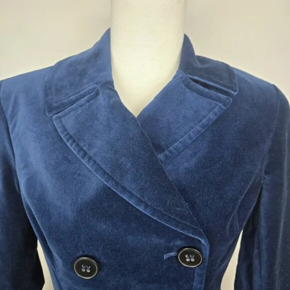 Bebe Blue Velvet Double Breasted Blazer Size Medium - Picture 3 of 17